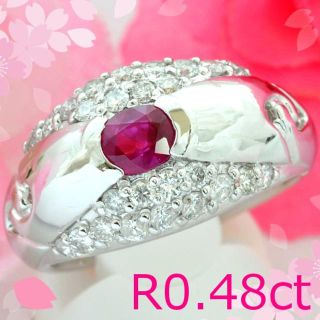 Pt900ルビー0.48ct/ダイヤモンド0.55ctリング CM054(リング(指輪))