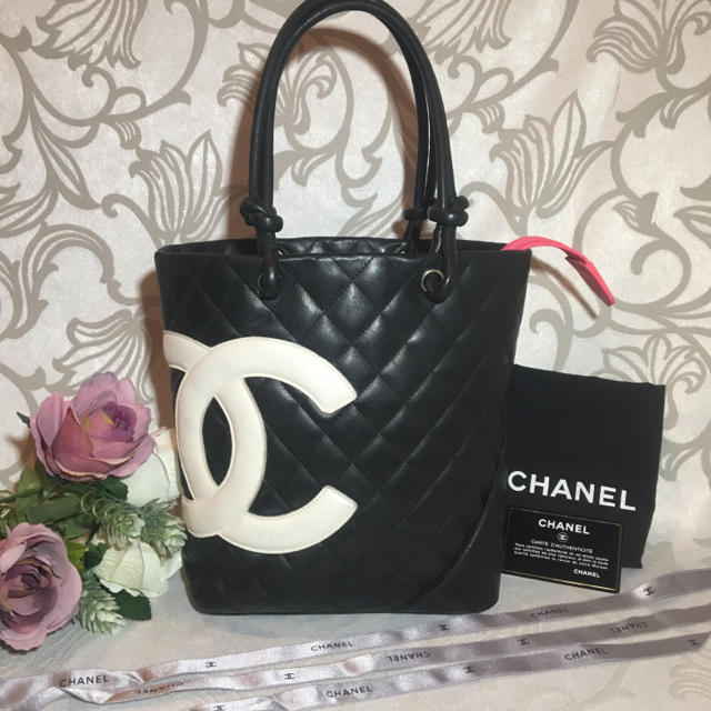 【廃盤 希少】CHANEL シャネル カンボンライン ボストン 希少 黒ロゴ