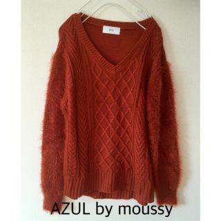 アズールバイマウジー(AZUL by moussy)のAZUL by moussy 袖ファー ケーブルニット(ニット/セーター)