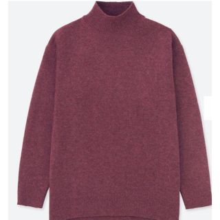 ユニクロ(UNIQLO)のUNIQLO プレミアムラムハイネックチュニック パープル M(ニット/セーター)