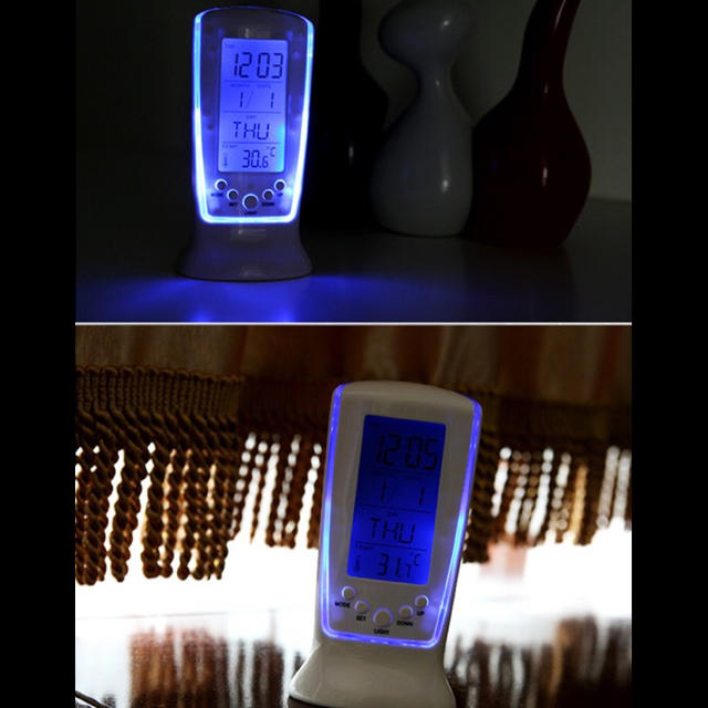 多機能！LEDライト 日付曜日 温度計 アラーム付き 置き時計 インテリア インテリア/住まい/日用品のインテリア小物(置時計)の商品写真