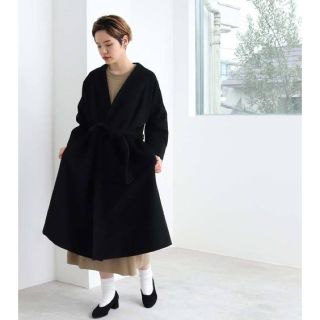 ルッキリル(rukkilill)の【新品】18AW アンゴラウールシャギー ラップコート 黒(ガウンコート)