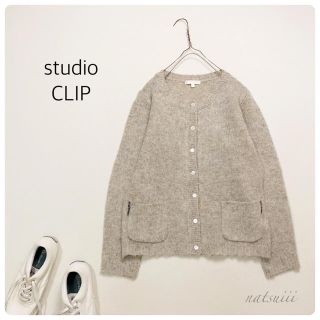 スタディオクリップ(STUDIO CLIP)のスタディオクリップ . クルーネック 刺繍 ニット カーディガン(カーディガン)