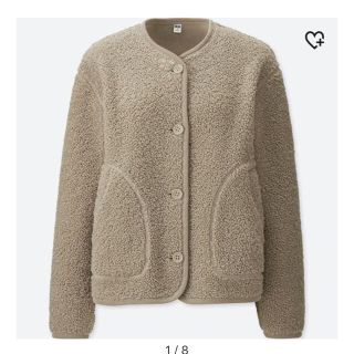 ユニクロ(UNIQLO)のユニクロ フリースノーカラージャケット ベージュ XL(ノーカラージャケット)