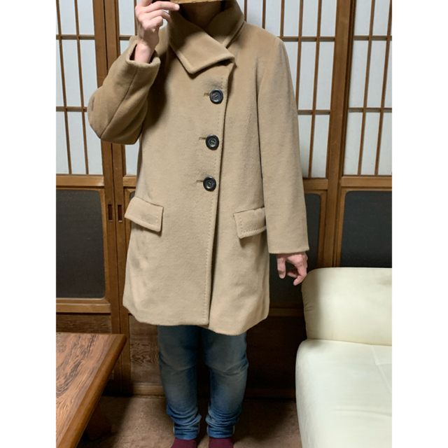 極美品】Max Mara ロングコート 白タグ カシミヤ混 女優襟 ベージュ+