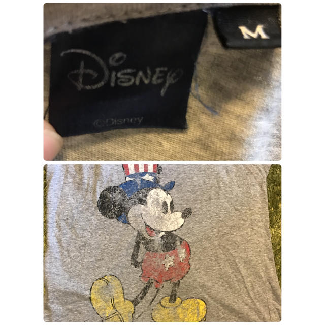 Disney(ディズニー)のDisney ディズニー ミッキー デカロゴ Ｖネック 半袖 Tシャツ Mサイズ メンズのトップス(Tシャツ/カットソー(半袖/袖なし))の商品写真