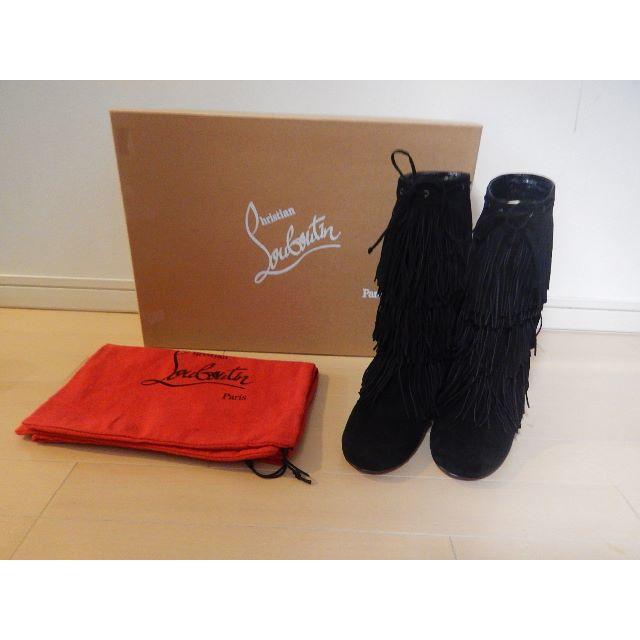 Christian Louboutin - クリスチャンルブタンブーツ３９かわいい！フリンジ　黒１８万