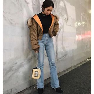 マウジー(moussy)のmoussy  デニム high waist slit flare(デニム/ジーンズ)