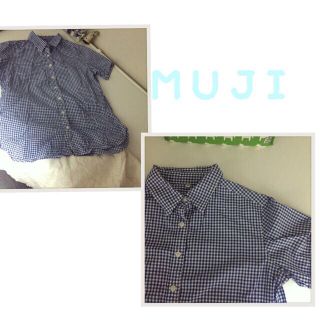 ムジルシリョウヒン(MUJI (無印良品))の無印◎青チェック半袖シャツ👕(シャツ/ブラウス(半袖/袖なし))