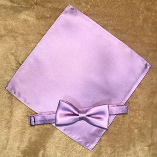 再【お値下げ】新品・美品/蝶ネクタイ&ポケットチーフ セット 紫パープル(ネクタイ)