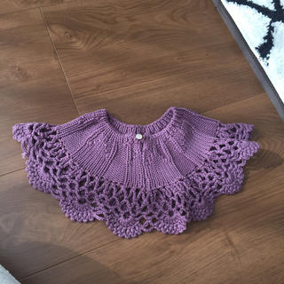 手編み パール 付け襟 紫 パープル(つけ襟)