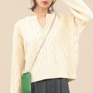 ビューティアンドユースユナイテッドアローズ(BEAUTY&YOUTH UNITED ARROWS)のB&Yウールケーブルスキッパーネックニット(ニット/セーター)