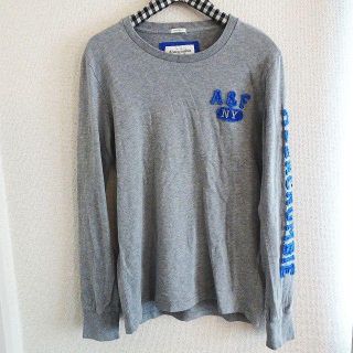 アバクロンビーアンドフィッチ(Abercrombie&Fitch)の長袖 Tシャツ ロンT 袖ロゴ カットソー トップス グレー サイズL(Tシャツ/カットソー(七分/長袖))