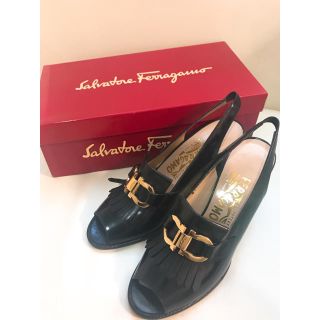 フェラガモ(Ferragamo)の未使用 フェラガモ ヒール 靴 パンプス ブラック レザー(ハイヒール/パンプス)