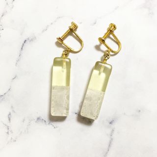 サンタモニカ(Santa Monica)のVintage ＊ lemonyellow clear cube earring(イヤリング)