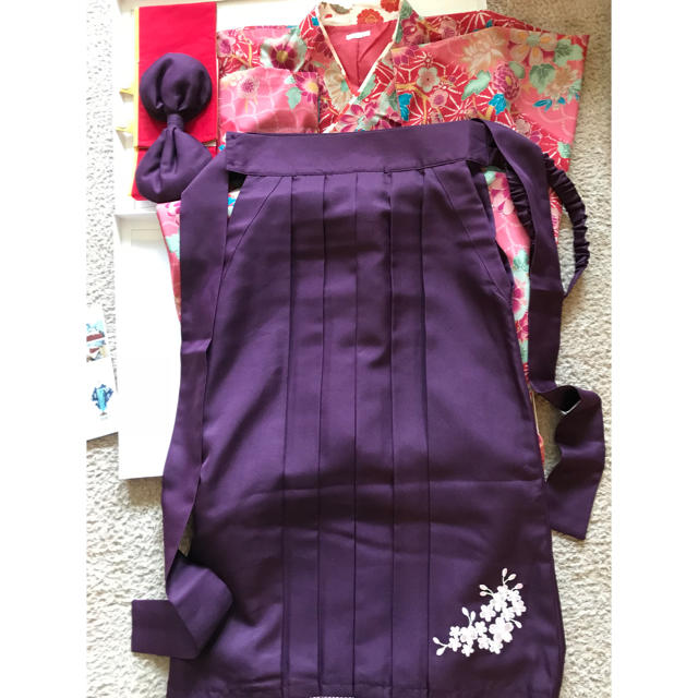 キャサリンコテージ 150 花柄 総レース 紫白 袴セット 卒業式 成人式 着物