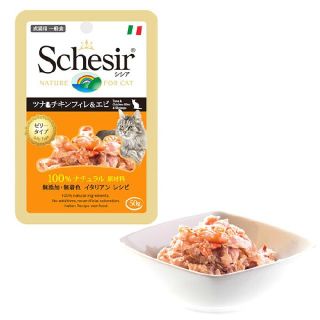 無添加 無着色 成猫用キャットフード　シシア　パウチ ツナ＆チキンフィレ＆エビ(猫)