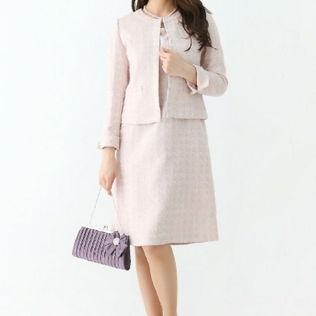 ピンク ツイードスーツ レディースのフォーマル/ドレス(スーツ)の商品写真