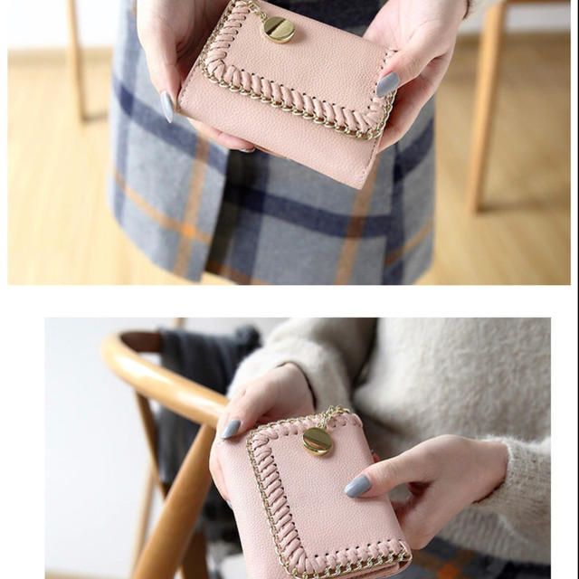 三つ折り財布 ミニウォレット チェーンデザイン レディースのファッション小物(財布)の商品写真