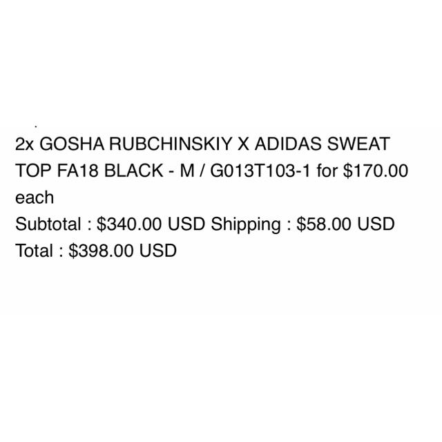 adidas(アディダス)の黒MGosha Rubchinskiy X Adidas Sweatshirts メンズのトップス(スウェット)の商品写真