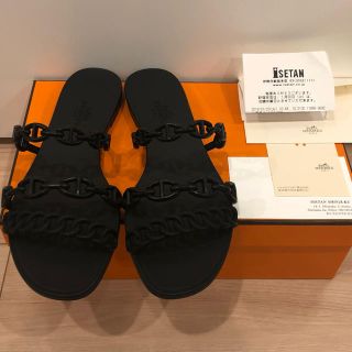 エルメス(Hermes)の【HERMES/エルメス】黒★ラバー★ビーチサンダル★美品(ビーチサンダル)