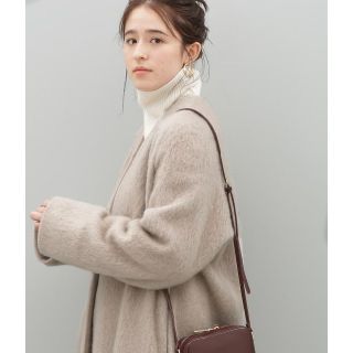 アダムエロぺ(Adam et Rope')のアダムエロぺ モヘアシャギーノーカラーコート(ロングコート)