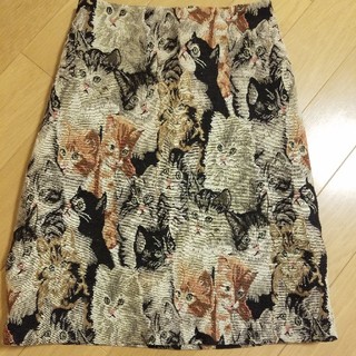 猫ちゃん❤ゴブラン織り風スカート(ひざ丈スカート)