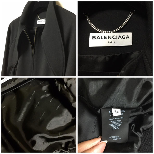 Balenciaga(バレンシアガ)の超美品☆バレンシアガ☆ネッカチーフボンバージャケット☆ブラック☆36 レディースのジャケット/アウター(ブルゾン)の商品写真