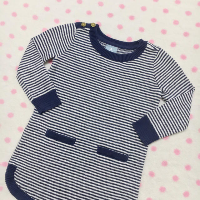 babyGAP(ベビーギャップ)のbaby Gap♡ボーダー柄♡cuteニット♡ワンピース♡80♡新品同様品♡ キッズ/ベビー/マタニティのベビー服(~85cm)(ワンピース)の商品写真