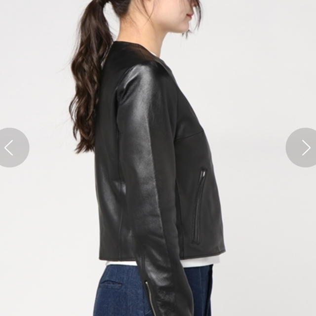 moussy(マウジー)のタグ付 MOUSSY NO COLLAR LEATHER JK レザージャケット レディースのジャケット/アウター(ライダースジャケット)の商品写真