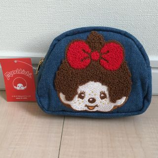 新品  モンチッチ さがら刺繍  デニム ポーチ(ポーチ)