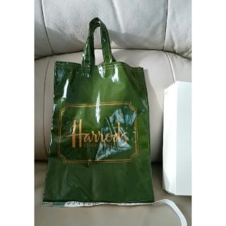 ハロッズ(Harrods)のHarrods ハロッズ　ビニールバッグ　グリーン　縦30横22マチなし(トートバッグ)