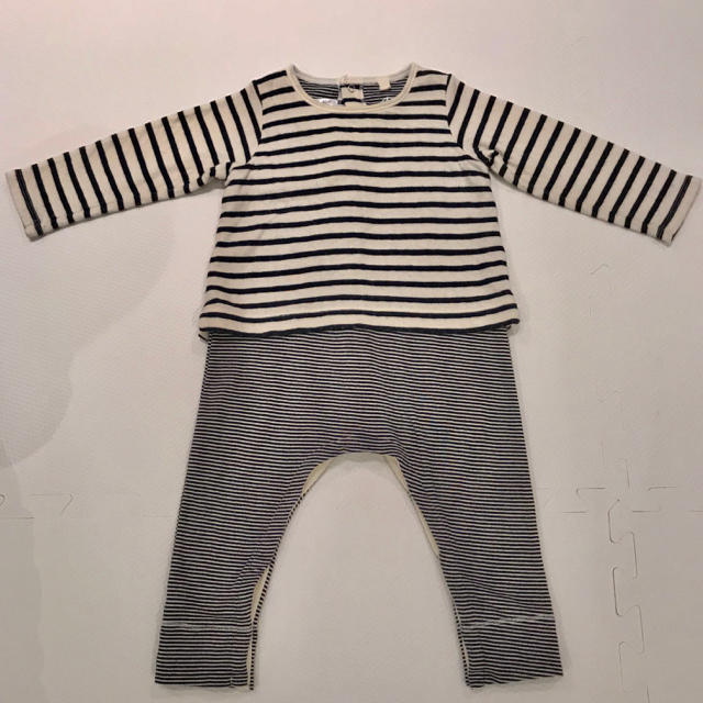 PETIT BATEAU(プチバトー)のプチバトー マリニエール セットアップロンパース 12M74cm キッズ/ベビー/マタニティのベビー服(~85cm)(ロンパース)の商品写真