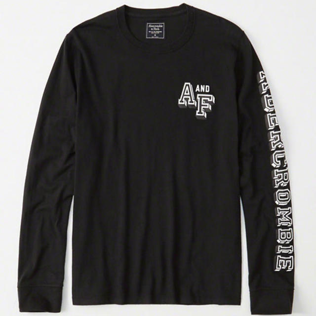 Abercrombie&Fitch(アバクロンビーアンドフィッチ)の【正規品】アバクロ A&F ロゴロングTシャツ ブラック S メンズのトップス(Tシャツ/カットソー(七分/長袖))の商品写真