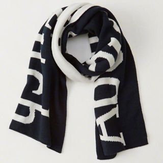 アバクロンビーアンドフィッチ(Abercrombie&Fitch)の【正規品】アバクロ A&F ニットロゴスカーフ ネイビー ユニセックス(マフラー)