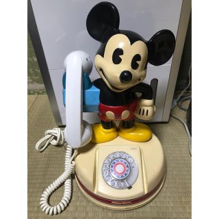 ディズニー(Disney)のミッキーマウス黒電話(置物)