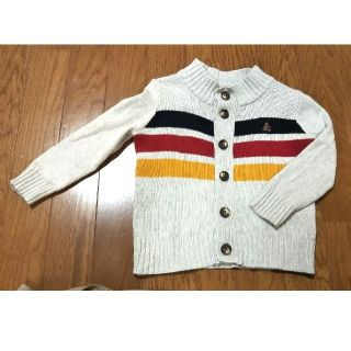 ベビーギャップ(babyGAP)のbaby gap 実寸 90 ニット カーディガン セーター ボーダー くま刺繍(カーディガン)