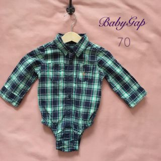 ベビーギャップ(babyGAP)のbabyGap ベビーギャップ チェック シャツ ロンパース❁︎*・70(ロンパース)