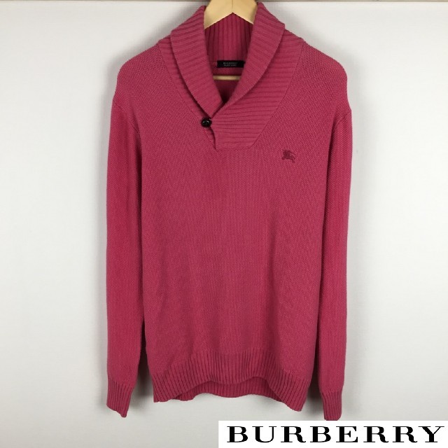 BURBERRY BLACK LABEL(バーバリーブラックレーベル)の美品 BURBERRY BLACK LABEL 長袖ニット ピンク サイズ3 メンズのトップス(ニット/セーター)の商品写真