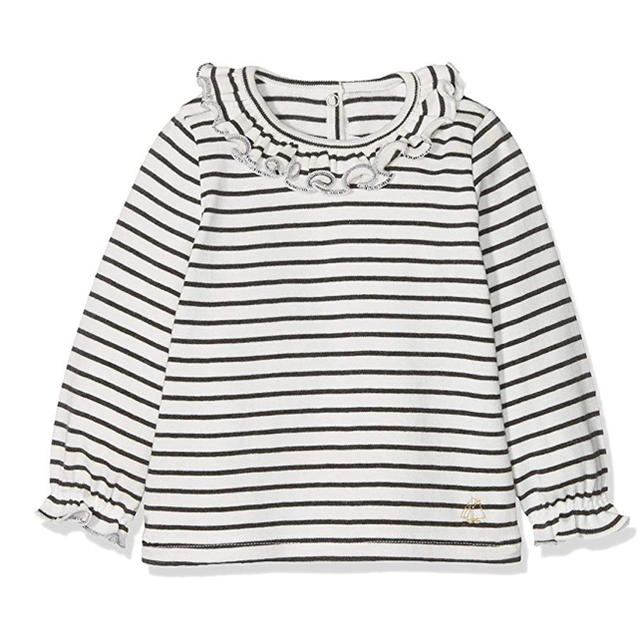 PETIT BATEAU(プチバトー)のPetit bateau フリル カットソー ボーダー 24m キッズ/ベビー/マタニティのベビー服(~85cm)(シャツ/カットソー)の商品写真