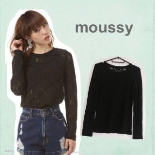 マウジー(moussy)のmoussy♡フラワーレーストップス(カットソー(長袖/七分))