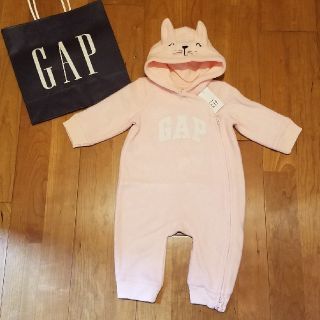 ベビーギャップ(babyGAP)の70 ウサ耳つき　GAPロゴカバーオール(カバーオール)