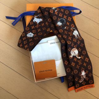 ルイヴィトン(LOUIS VUITTON)のお祝い値下げ☆ルイヴィトン キャットグラム バンドー マロン 茶色(バンダナ/スカーフ)