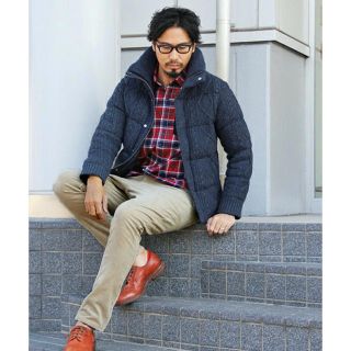 DUFFER ダファー ケーブルニット ダウンジャケット インディゴ ブルーS