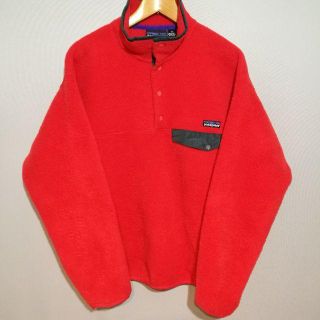 パタゴニア(patagonia)の美品 メンズM パタゴニア 希少 雪なし スナップT シンチラ フリース 赤(ブルゾン)