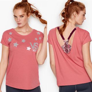 ヴィクトリアズシークレット(Victoria's Secret)の■新品■Victoria’s secret VSロゴバックオープンカットソーXS(Tシャツ(長袖/七分))