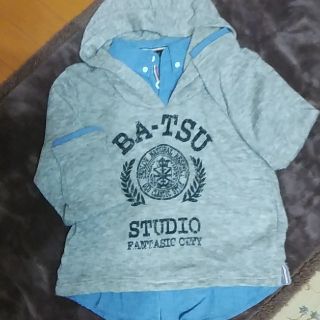 バツ(BA-TSU)の【着用1回/超美品】「BA-TSU STUDIO」重ね着風シャツ付パーカー140(Tシャツ/カットソー)