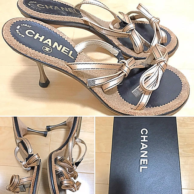 CHANEL(シャネル)の正規品 CHANEL シャネル リボンサンダル 23.5センチ ヒール9センチ  レディースの靴/シューズ(サンダル)の商品写真