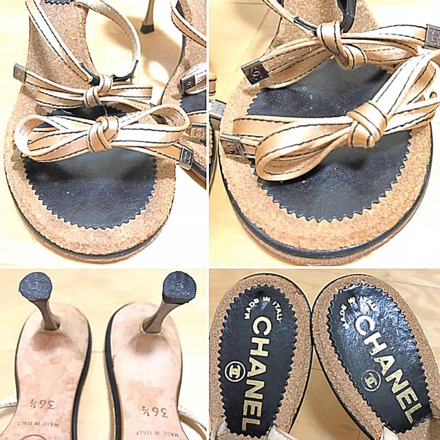 CHANEL(シャネル)の正規品 CHANEL シャネル リボンサンダル 23.5センチ ヒール9センチ  レディースの靴/シューズ(サンダル)の商品写真