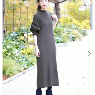 イエナ(IENA)のIENA新品 maisonウールカシミヤワンピース グレー(ロングワンピース/マキシワンピース)